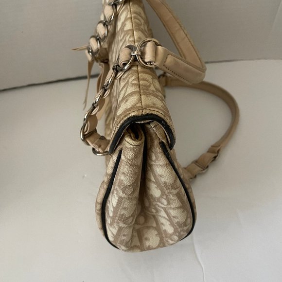 Christian Dior Trotter Romantic Hand Bag PVC Leather Beige Auth - Picture 4 of 11